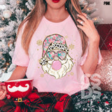 DTF Transfer - DTF010954 Preppy Santa Pink and Teal Floral