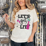 DTF Transfer - DTF011006 Let's Get Lit Faux Glitter