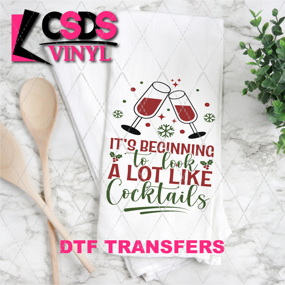 DTF Transfer - DTF011031 It's Beginning to Look a lot like Cocktails - Tea Towel/Pot Holder