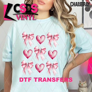 DTF Transfer - DTF011121 Hearts and Bows Coquette Grid