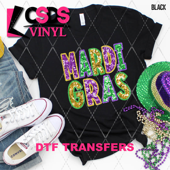 DTF Transfer - DTF011228 Mardi Gras Faux Glitter