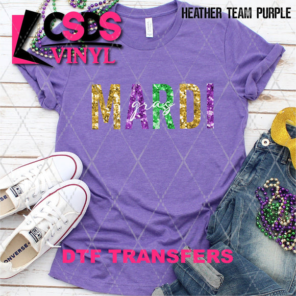 DTF Transfer - DTF011232 Mardi Gras 2 Faux Glitter