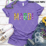 DTF Transfer - DTF011232 Mardi Gras 2 Faux Glitter