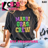 DTF Transfer - DTF011237 Mardi Gras Crew Faux Glitter