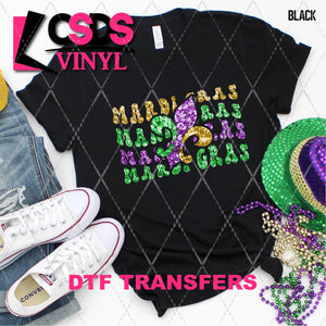 DTF Transfer - DTF011240 Mardi Gras Fleur De Lis Stacked Word Art