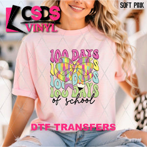 DTF Transfer - DTF011245 100 Days Stacked Word Art Coquette Bow