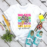 DTF Transfer - DTF011249 100 Days of School Stacked Word Art Checkered Bow