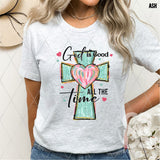 DTF Transfer - DTF011753 God is Good All the Time Cross with Heart