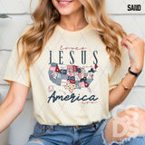 DTF Transfer - DTF011942 Loves Jesus and America Too Quilted USA