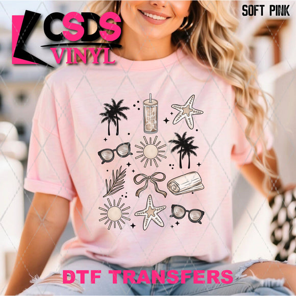 DTF Transfer - DTF012171 Neutral Beach Grid