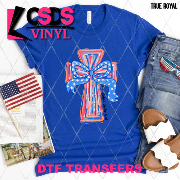 DTF Transfer - DTF012219 One Nation Under God Cross