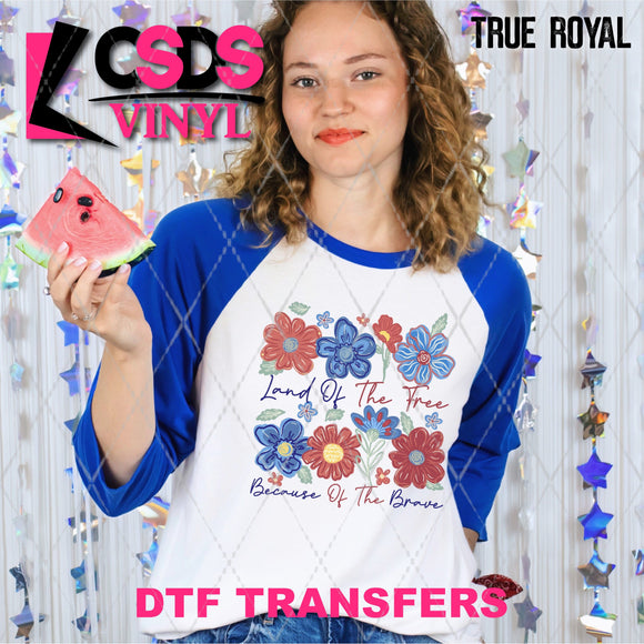 DTF Transfer - DTF012224 Land of the Free because of the Brave Flowers