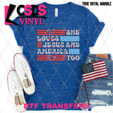 DTF Transfer - DTF012226 She Loves Jesus and America Too