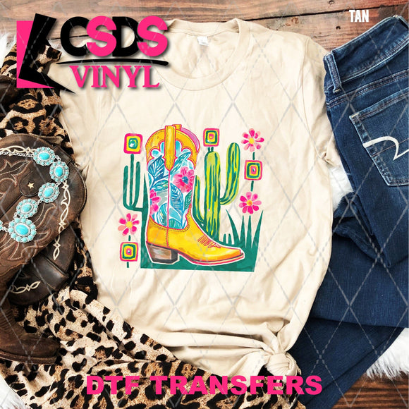 DTF Transfer -  DTF012507 Watercolor Cowboy Boot