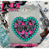 DTF Transfer - DTF012546 Howdy Turquoise Heart