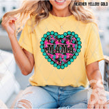 DTF Transfer - DTF012547 Mama Turquoise Heart