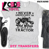 DTF Transfer - DTF012558 Old Man with a Tractor Single Color