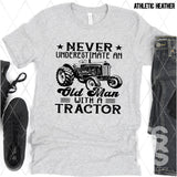 DTF Transfer - DTF012558 Old Man with a Tractor Single Color