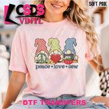 DTF Transfer - DTF012590 Peace Love Sew Gnomes