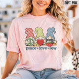 DTF Transfer - DTF012590 Peace Love Sew Gnomes