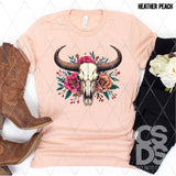 DTF Transfer - DTF012599 Floral Cow Skull