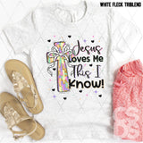 DTF Transfer - DTF012613 Jesus Loves Me This I Know Pastel