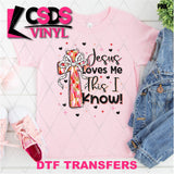 DTF Transfer - DTF012614 Jesus Loves Me This I Know Red and Pink