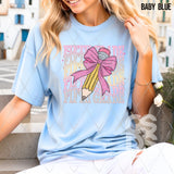 DTF Transfer - DTF012656 Pencil Bow Stacked Word Art Grade Set