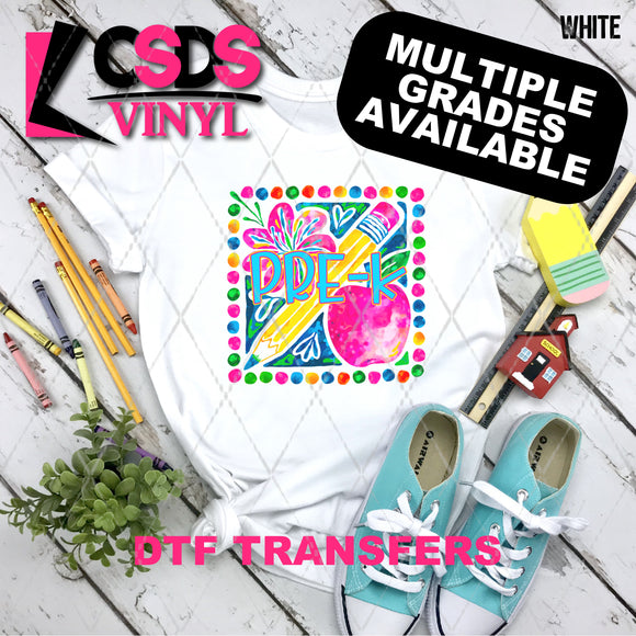 DTF Transfer - DTF012678 Watercolor Apple Pencil Grade Set