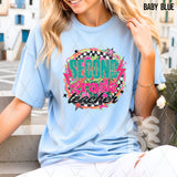 DTF Transfer - DTF012686 Floral Checkered Teacher Grade Set