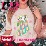 DTF Transfer - DTF012738 Faux Glitter Coquette Christmas Stocking