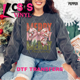 DTF Transfer - DTF012744 Retro Pink Christmas Coquette Bow