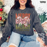 DTF Transfer - DTF012744 Retro Pink Christmas Coquette Bow