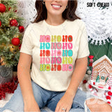DTF Transfer - DTF012747 Retro Ho Ho Ho Christmas Stacked Word Art
