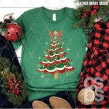 DTF Transfer - DTF012753 Faux Glitter Christmas Tree Coquette
