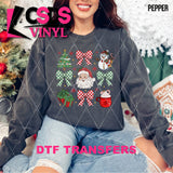 DTF Transfer - DTF012760 Checkered Coquette Bow Christmas Grid