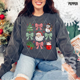 DTF Transfer - DTF012760 Checkered Coquette Bow Christmas Grid