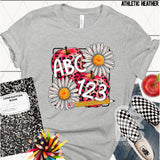 DTF Transfer - DTF012789 ABC 123 Leopard Apples and Daisies