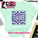 DTF Transfer - DTF012803 Checkered Teacher Navy Pink
