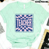 DTF Transfer - DTF012803 Checkered Teacher Navy Pink