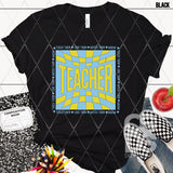 DTF Transfer - DTF012804 Checkered Teacher Light Blue Yellow