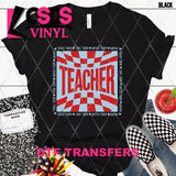 DTF Transfer - DTF012805 Checkered Teacher Light Blue Red