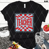 DTF Transfer - DTF012805 Checkered Teacher Light Blue Red