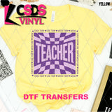 DTF Transfer - DTF012806 Checkered Teacher Purple Light Purple