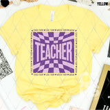 DTF Transfer - DTF012806 Checkered Teacher Purple Light Purple
