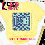 DTF Transfer - DTF012807 Checkered Teacher Light Blue Navy
