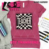 DTF Transfer - DTF012808 Checkered Teacher Black White
