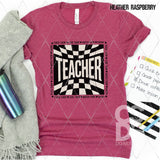 DTF Transfer - DTF012808 Checkered Teacher Black White