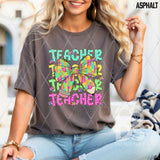 DTF Transfer - DTF012822 Teacher Pencil Bow Stacked Word Art