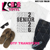 DTF Transfer - DTF012828 Varsity Senior 2026 Stacked Word Art Single Color